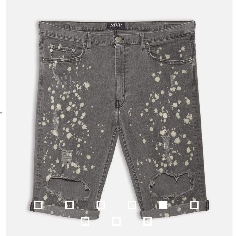 MVP Painted Gray Wash Denim Shorts